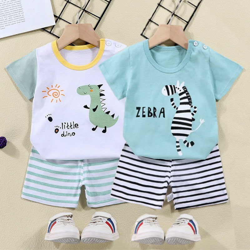 Baby Clothing Essentials - Cotton Tees+Shorts 2-piece Tracksuit Set Kid